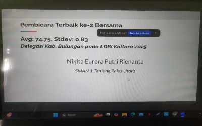 Prestasi membanggakan kembali diraih oleh salah satu siswi terbaik SMA Negeri 1 Tanjung Palas Utara!